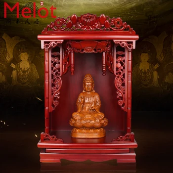 Lemn masiv Buddha Altar Altar Acasă Montat pe Perete Guanyin Guan Gong Buddha altar Altar Mic Economice Dumnezeu de Avere