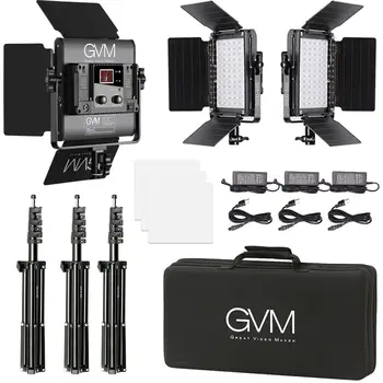 GVM Fotografie de Iluminat 800D RGB Studio Video LED 3 Seturi Kit de Lumina 168 Margele de Lampa Panou, Cu Suport Rabatabil Wireless APP