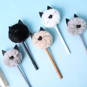 16pcs/set de Pluș Cat de Neutru Pen Drăguț Miau Modelare Gel Stilou Student Papetărie Pix cu Gel Producator en-Gros Animal Pen