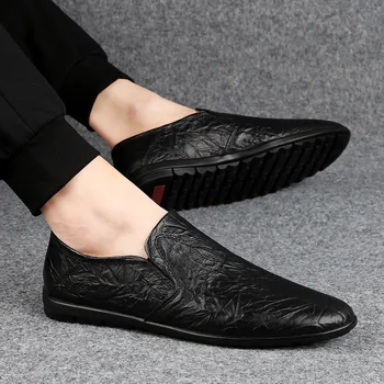 Barbati din Piele Pantofi Slip on Black Pantofi de Piele de vacă Mocasini Barbati Mocasini Pantofi de Designer Italian Pantofi pentru bărbați