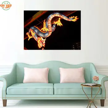 1 buc lanternă Japoneză lampa asiatice orientale bokeh dragon fantasy 4' Dimensiunea Acasă Decor Panza Poster Print\J0763