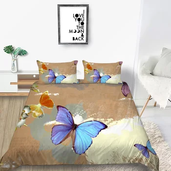 3D Florale asternuturilor de Pat Set de Fluturi 3D Frumoase Carpetă Acopere Creative Regele Regina Twin Single Dublu High End Pat Set