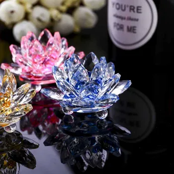 Cristal De Cuarț Floare De Lotus Meserii Sticlă Prespapier Fengshui Ornamente Figurine Acasă Petrecerea De Nunta Decor, Cadouri, Suveniruri