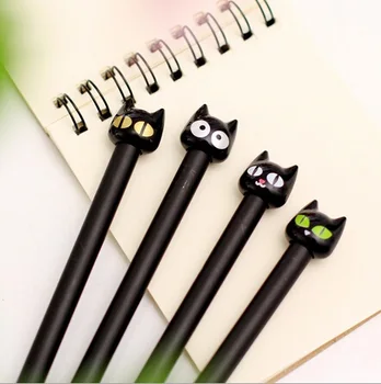 48pcs/lot en-Gros Dulce drăguț Pisica Neagra design pix cu gel 0.5 mm negru de cerneală de papetărie de birou rechizite papelaria