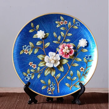 Stil European Decor Placa Ceramica De Portelan Cu Flori Model Rotund Vas / Home Norocos Ornamente Decor De Nunta Cadouri Suveniruri
