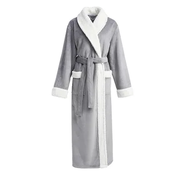 Dublu Gros Căptușit Culoare Halat de baie Feminin Stil de Iarnă Lungă Yukata Bărbați cămașă de noapte Cuplu Pijamale Flanel Serviciu Acasă A800