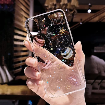 Moskado Bling Sclipici de Stele Luna Univers Telefon Caz Pentru iphone SE 2020 11 Pro Max XR XS X 6S 7 8 Plus Silicon Înapoi Cazuri Acoperi