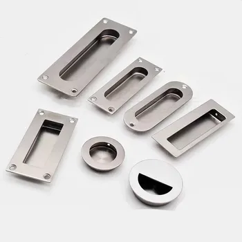 Moderne De Argint Ascunse Mânere Mobilier Dulap Butoane Pătrat Din Oțel Inoxidabil Usa Cabinetului Butoane Sertar Trage Bucătărie Mâner Trageți