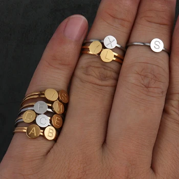 Femei Inel Inele Scrisoare Ring Inele de Oțel Inoxidabil Pentru Femei de Moda Inel de Aur Cuplu Inițială Inel de Nunta pentru Femei Bijuterii Inel