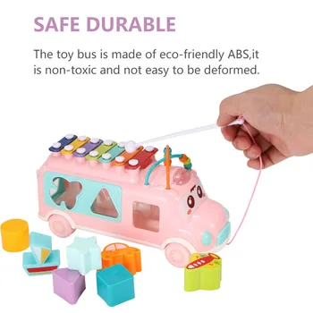 Plastic Xilofon Autobuz Mașină Instrument Muzical De Jucarie Copil Jucărie Mobil Cutie De Depozitare Pentru Forme Jucării Pentru Băieți Și Fete Pentru Copii 1-3