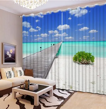 Stil European de Calitate Superioară natura perdele fereastra 3D peisaje plajă fereastră perdea de living