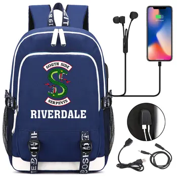 G0401 Moda Noua Serie de TELEVIZIUNE Riverdale Șerpi USB Fată Băiat Carte sac de Școală Femei, Adolescenți, Bărbați Rucsac pentru Laptop Packsack