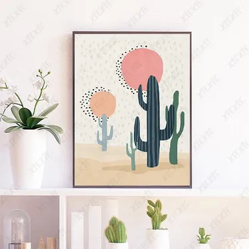 Desene Animate Cactus Panza Pictura Abstractă Plantă De Deșert Tapet Poster Art Craft Stil Nordic De Imprimare De Decorare Acasă Imagine