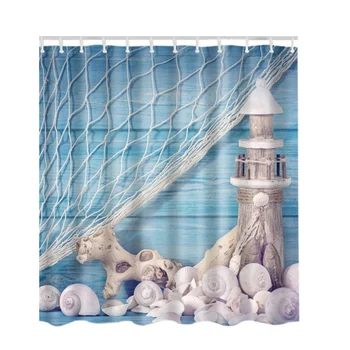 Impermeabil Tesatura Perdea de Duș pentru Baie de Imprimare de Vară Stil Plajă Personalizate Perdea de Duș 180cm*180cm