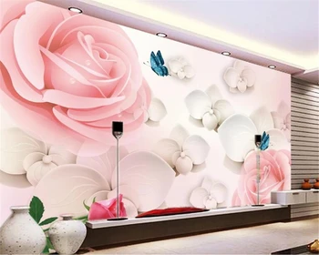 Beibehang Personalizate pictura Murala de Perete Fotografie tapet floare Trandafir fluture papel de parede gazete de perete decor acasă tapet pentru pereți 3 d