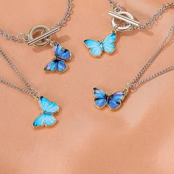10buc/set Smalț Albastru Fluture Drăguț Farmece Pandantive DIY Colier Cercei Bijuterii Marcarea Accesorii Bijuterii