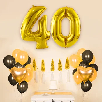NUOLUX 40 Inch Aur Număr de 40 Părți Balon Festival Decoratiuni Ziua de nastere Aniversare Jumbo, Baloane Folie Consumabile Partid Foto