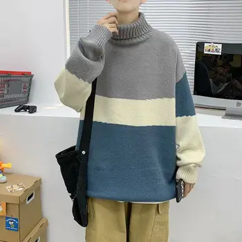 2021 nou toamna iarna ins coreean gât înalt contrast pulover Pulover îngroșat Vacanță Smart Casual Stil Preppy Kpop