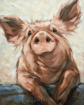 Artizanatul Bine De Perete Opera De Arta Canvas Taie Imagine Animal Caligrafie Manual Modern Impresioniste Porc Amuzant Pictură În Ulei Decor