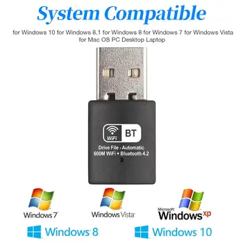 Adaptor USB WiFi 600 Mbps Plug and Play Dual Band Wireless Mini Adaptor de Rețea WiFi Dongle pentru Windows 10/8/7/Vista Mac OS pe PC
