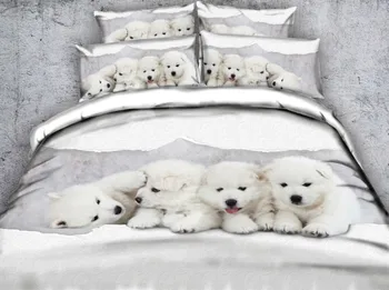 Câine de imprimare Fular set de lenjerie de Pat de Lux carpetă acopere foaie de pat de foi de lenjerie pilotă doona California King Queen-size plin twin 5PCS