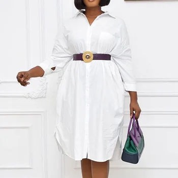Stil Occidental Doamnelor Rochii De Primavara Toamna De Moda Liber Casual Supradimensionat Africane Neregulate Rever Culoare Solidă Maneca Lunga 2021