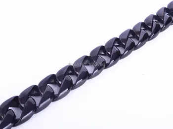 TGSL00132 Nou IP Negru Placat cu Bordură Cubanez Link-ul Lanț Brățară din Oțel Inoxidabil de Înaltă Calitate Bijuterii pentru Barbati Cadou 15mm 8.66