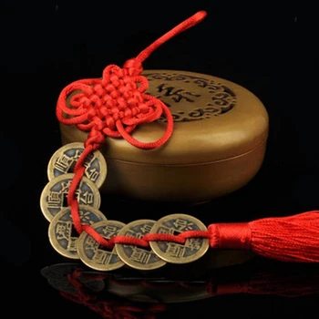 12Styles Feng Shui Avere Roșie Chineză Nod Monede de Cupru Ancien Succes talisman Norocos Acasă Decorare Auto pentru Copii Pentru Copii