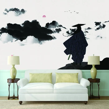 Actele tapiz 3d personalizado nuevo estilo chino paisaje TV antiguo fondo pintura murală - material impermeabil de seda