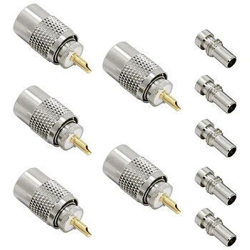 5-Piesă PL-259 UHF de sex Masculin Sudare Conector Plug 50Ohm pentru RG59, RG8, RG8X, LMR-400, RG-213 Cablu Coaxial