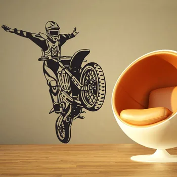 ZOOYOO Dirt Bike Motocicleta Autocolant Perete Motocross Stunt Decalcomanii de Perete Decor Acasă Living Tapet Copii Băieți Cameră Decor
