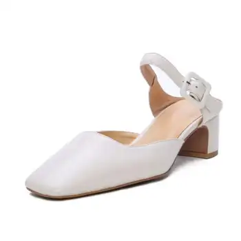 KemeKiss Femei Sandale Pantofi De Moda Model De Piatra Square Toe Pantofi Femei Cu Toc Gros De Metal Cataramă Pantofi Încălțăminte Mărimea 34-39