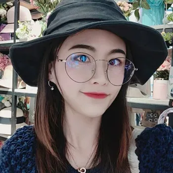 Noua Versiunea Coreeană De Moda Anti-Albastru Plat Oglindă De Metal Rotund Rama De Ochelari Ochelari De Calculator