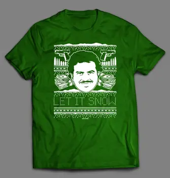Pablo Escobar Să Ningă De Crăciun Fața Plină De Imprimare T-Shirt* Multe Culori Unisex Tee