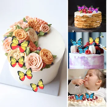 50Pcs Fluture Colorat de Flori Tort Fân Fericit Ziua de Hârtie Cupcake Toppers Pentru Copil de Dus Petrecere de Nunta Decor Tort de Instrumente