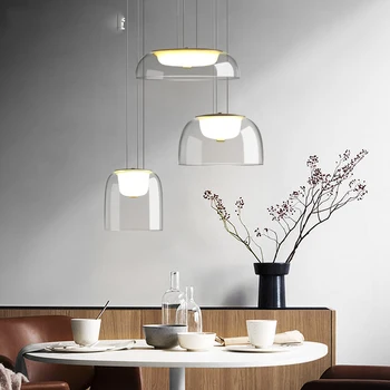 Minimalism Sticlă Transparentă Pandantiv cu LED-uri Lumini ModernIron Fier Sala de Mese Lămpi Suspendate de Bucătărie Agățat Lumini, Corpuri de iluminat