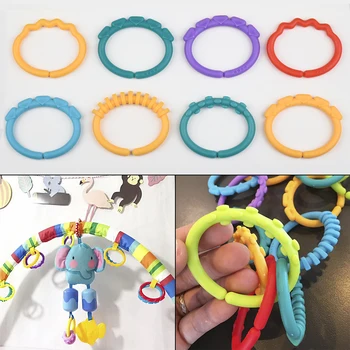 12buc/set capac din Plastic Copilul Teether Sunatoare Cauciuc Inel Rainbow Molari Rattle Siguranța Jucăriilor pentru Copii, pat de copil Pat Cărucior Agățat