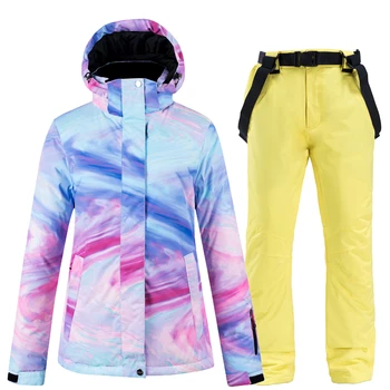 Noua culoare cald gros costum de schi pentru femei vânt și impermeabil în aer liber zăpadă sacou și pantaloni costum de schi și snowboard purta