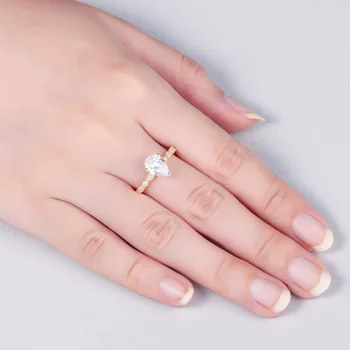 Real 925 Inel Argint Pentru Femei Rose Galben Whitel de Culoare de Aur Pere Simulat Diamant CZ Piatra de Nunta Inele de Logodna Cadou