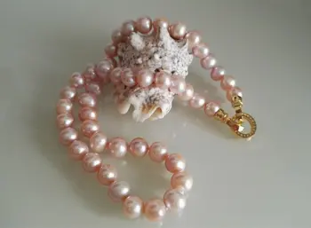 Perle unice Magazin de bijuterii de Culoare Roz, Rotunde Reale de apă Dulce Pearl Colier Femei Fermecătoare Petrecere de Bijuterii Cadou