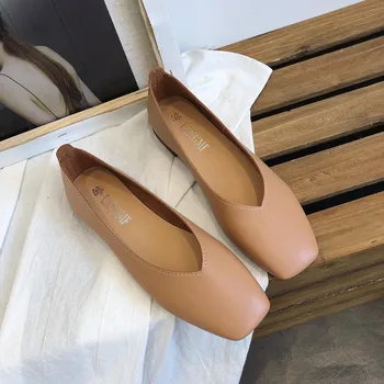 2020 Primăvară Alunecare pe Pantofi Plat pentru Femei Mocasini Square Toe Flats Barca Pantofi din Piele PU Pantofi Balerini Marime Mare 35-42 Designer