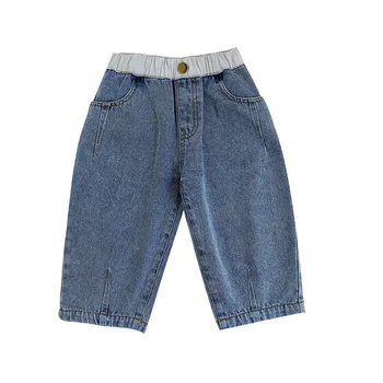 Fete de Moda Blugi 2021 Nou Primăvara și Toamna Copii Vrac Culoare Solidă Talie Elastic Pantaloni Casual