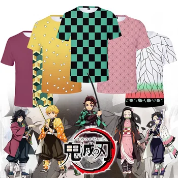 Unisex Anime Demon Slayer Kimetsu Nu Yaiba Tanjiro Kama Cosplay Costum 3D imprimate copil bărbați femei vara t-shirt