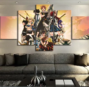 Noi 5 Bucată HD Imprimare Mare Fairy Tail Anime Moderne Decorative, Picturi pe Panza, Arta de Perete pentru Casa si Decoratiuni de Perete Decor