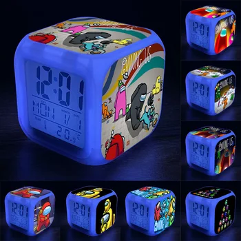 7 Culori Schimbă Lumina de Noapte pentru Copii Joc de Desene animate Printre Noi Alarmă Ceas Led Digital Ceas cu Alarmă Student Ceas de Birou cu Termometru