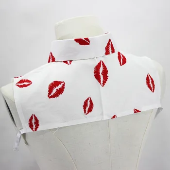 Noua Moda Tricou Imprimat Fals Guler pentru Femei Alb Gât Cravata Vintage Guler Detasabil Laple Fals Guler Bluza Topuri Decor