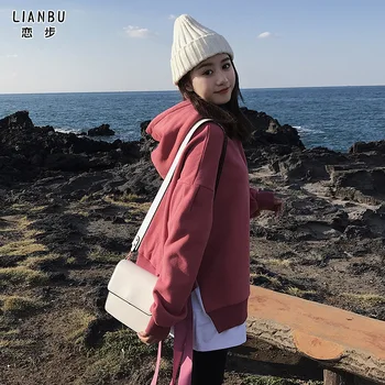 Pulover cu gluga pentru femei toamna iarna 2020 noua moda coreeană pierde două top rosu stil leneș