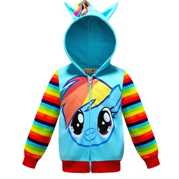 Fete haină nouă copii rainbow pony haina la copii jacheta cu dungi maneca pulover hoodie