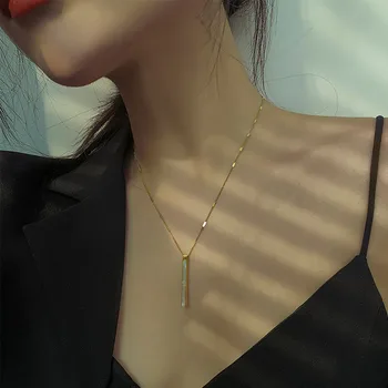 Stil coreean Noi Rafinat Coajă Colier Oțel Titan Clavicula Lanț Simplu Moda Bijuterii Femei цепочка на шею