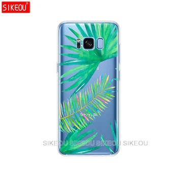 Silicon de caz pentru Samsung Galaxy S9 S8 S7 S6 S5 S4 S3 PLUS telefonul tpu moale capacul frunze verzi, culoare desen coque clar